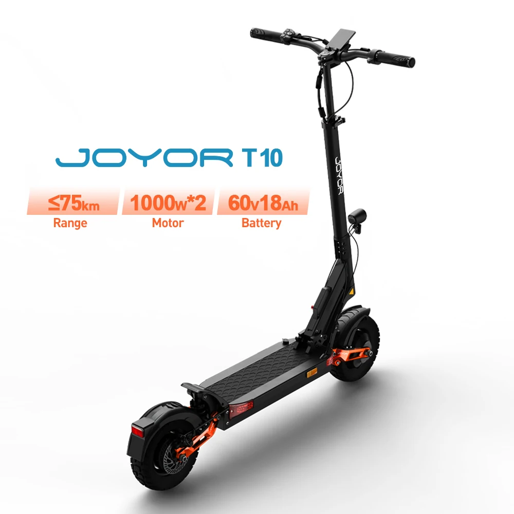 JOYOR T10 Faltbarer Elektroroller 10 Zoll E-scooter mit Doppelmotor 1000W, 60V 18Ah Akku, 25km/h & 75km Reichweite