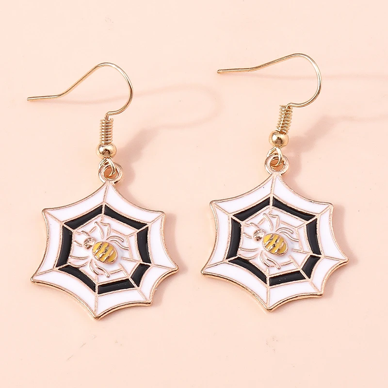 Cartoon Halloween Drop Earrings for Women Enamel Bat Pumpkin Ghost Dangle Hooks Earrings Girls Party Holiday Jewelry Gifts