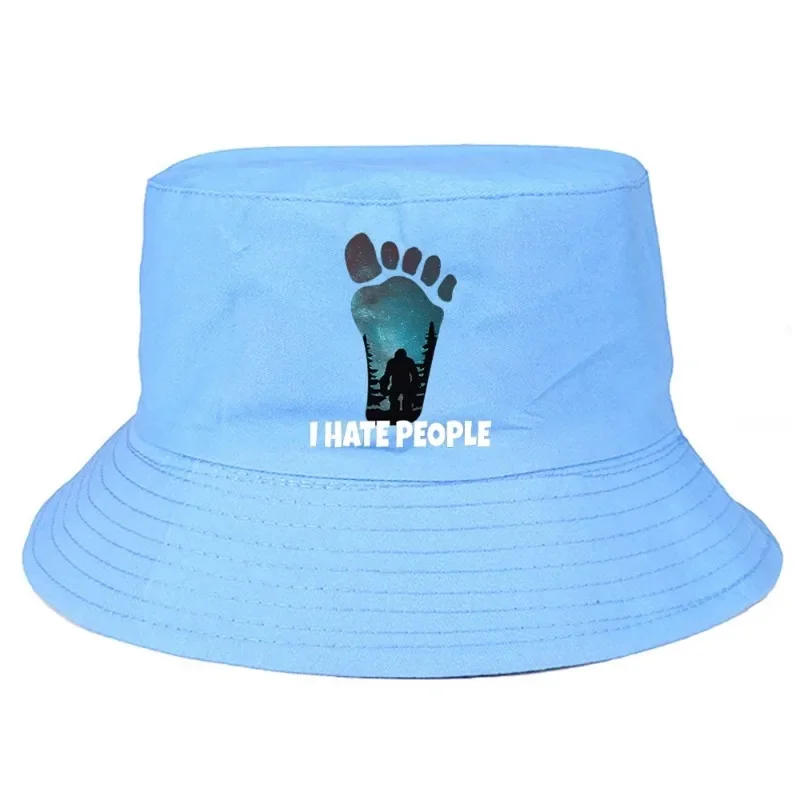 I Hate People Bigfoot Bucket Hat Summer Foldable Bucket Hat Man Women Stylish Daily Unisex Outdoor Sunscreen Fishing Hunting Cap