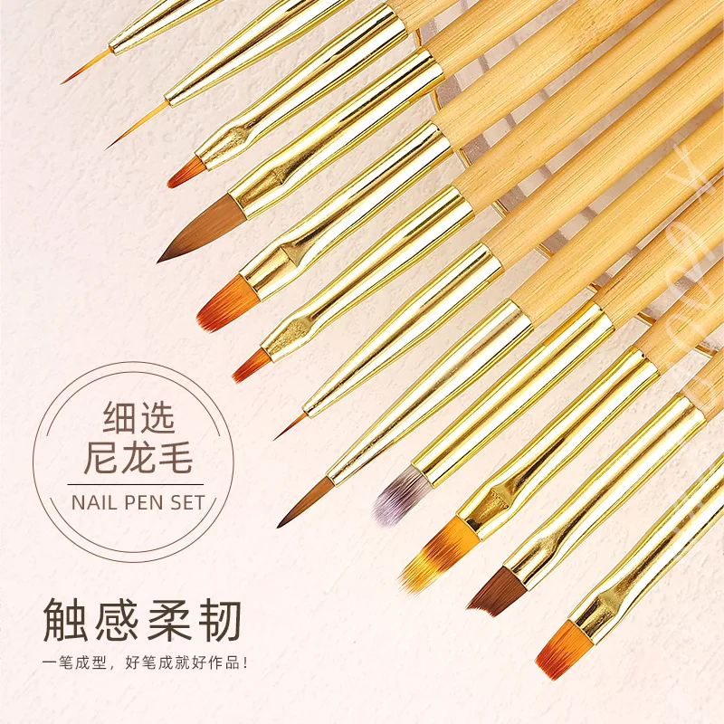 50Sets Natural Wooden Nail Brush Set Nail Sweep Pen Light Therapy Pen Method Crescent Pen Smudge Pen Gradient Brush