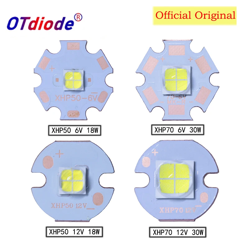 Original XHP50 XHP50.2 XHP70 XHP70.2 2nd Generation Cool White Neutral White Warm White LED Emitter 6V 12V with 20mm Copper PCB