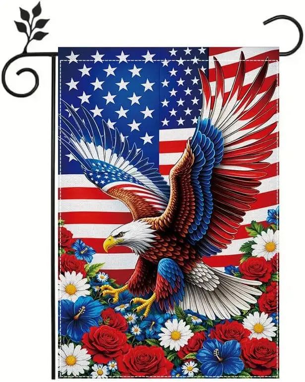 U.S. Independence Day Garden Flag — 12x18-Inch Outdoor Patriotic Decor (Featuring American Flag Elements) — Front Yard, Porc zzo