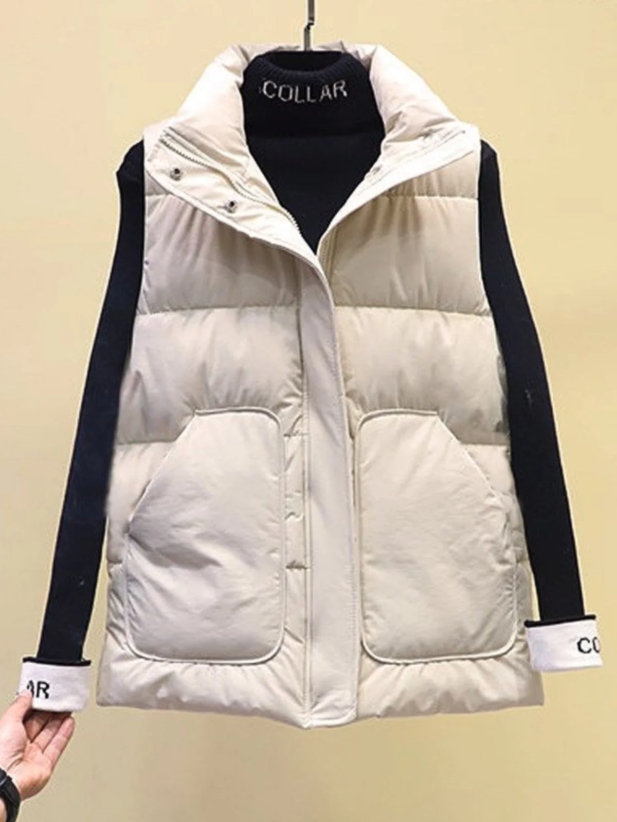 

Women's Loose down Cotton Vest 80-200 Pou Versatile Autumn Winter New Sle Faionable Korean oulder Pad Jaet