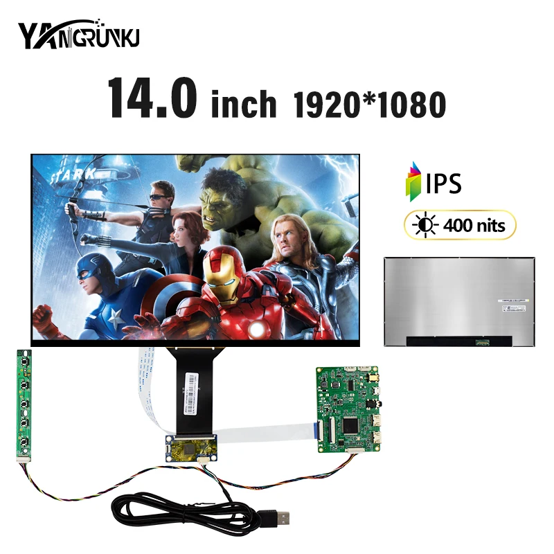 14.0 inch LCD Screen NE140FHM-N63 FHD 1920x1080 30Pin EDP 400nits Laptop Replacement Panel for Robot Industrial Display