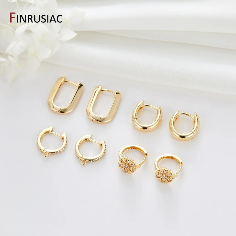 Gold Plated Square/Flower/Oval Earrings Hoop High Quality Brass Metal Earrings For Ladies Party Jewelry Matching Crafts