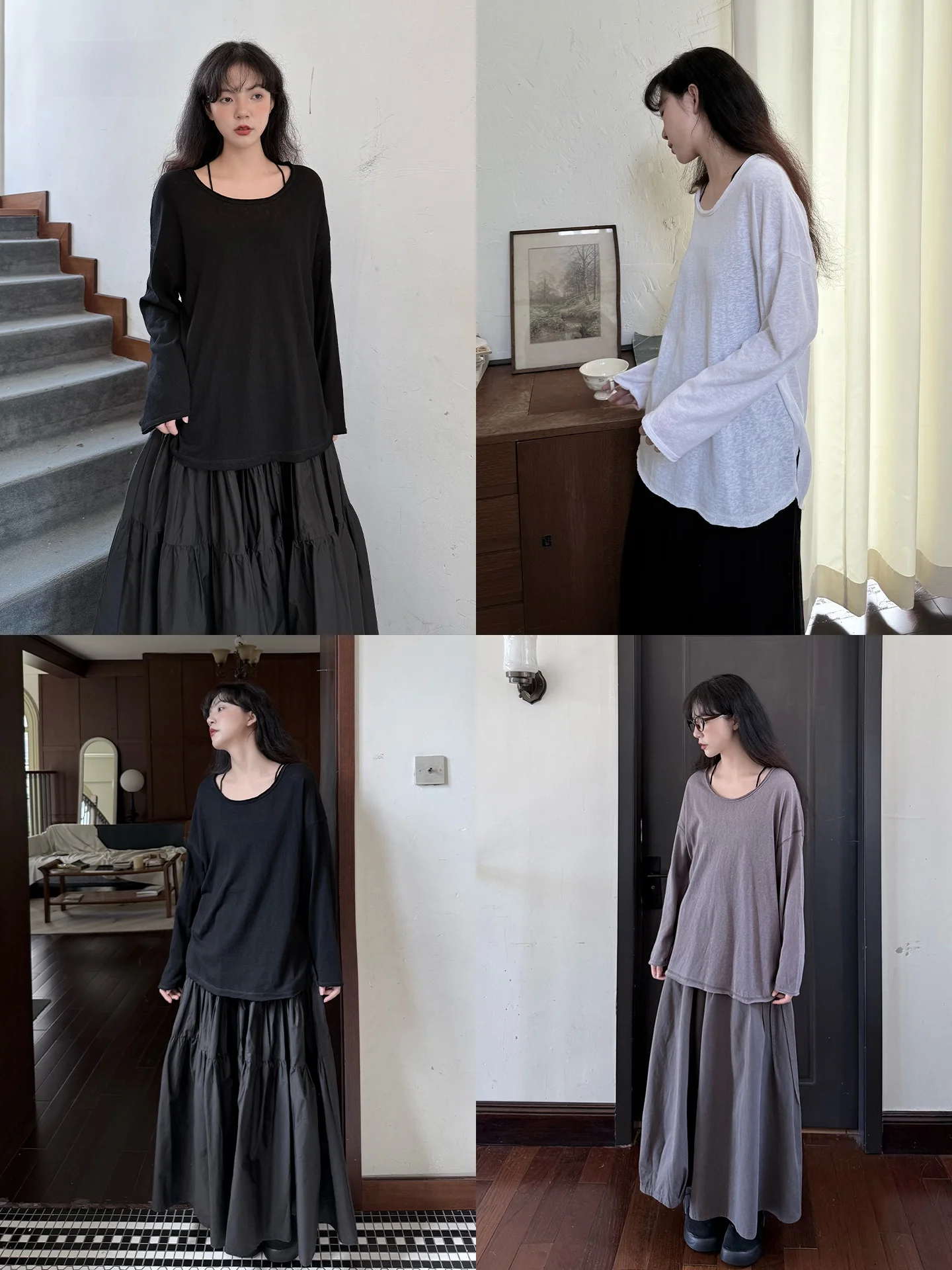 Land And Mountain Island [Reserve] Three-color Loose Side Split Hem T-shirt Base Beautiful And Attractive Small Top