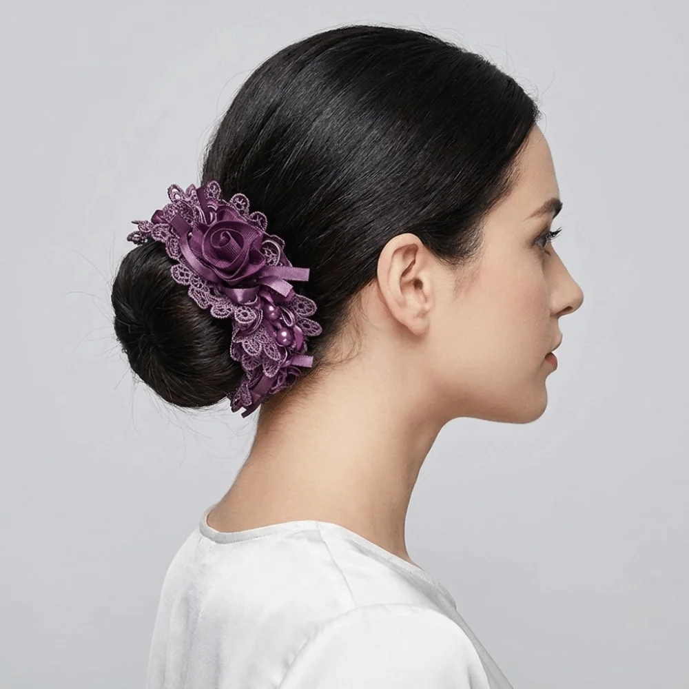 Beads Sweet Lace Hair Tie Polyester Lightweight Flower Embroidered Hair Scrunchies Fabric Bow Hair Rope Hair Accessory Girl