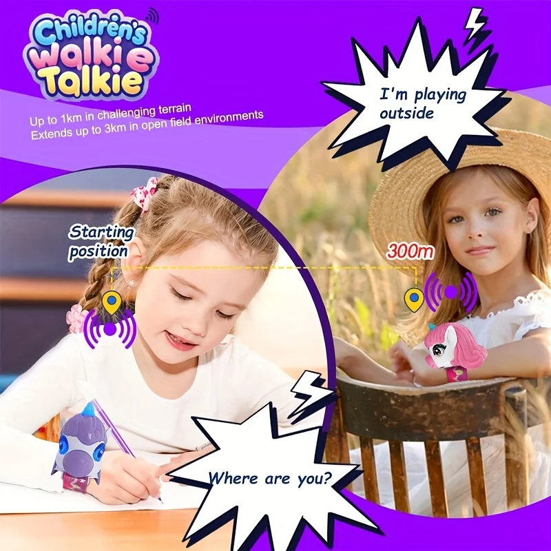 Orologio da unicorno per bambini Cartoon Walkie-talkie Dispositivo di comunicazione interattivo genitore-figlio wireless per chiamate all'aperto uno su uno