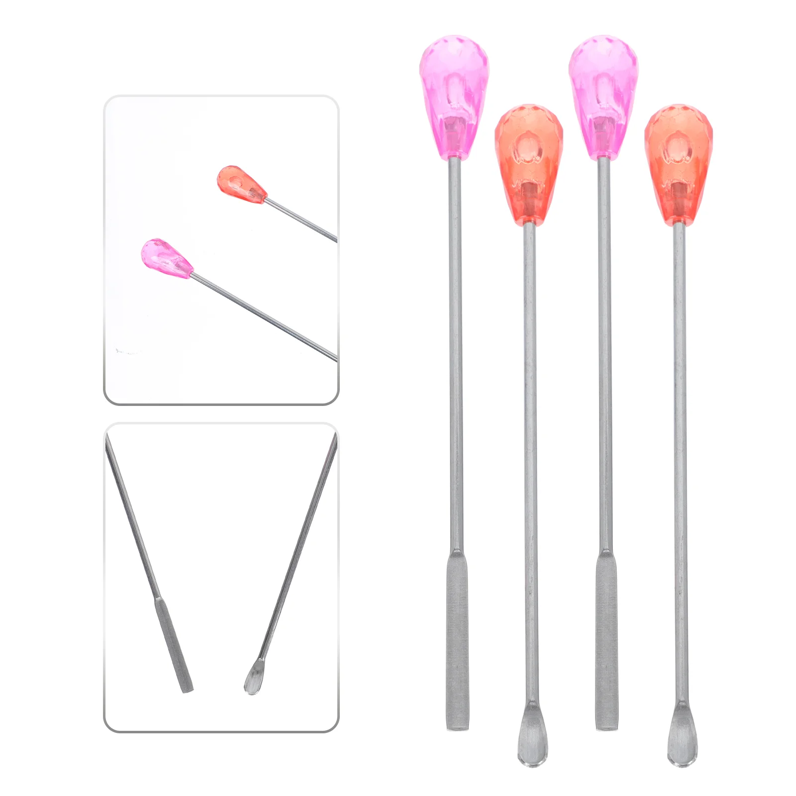 4 Pcs Color Spoon Stirring Stick Pigment Scraper for Mixing Hygienic Tools Steel Spoons Stainless Brow Powder