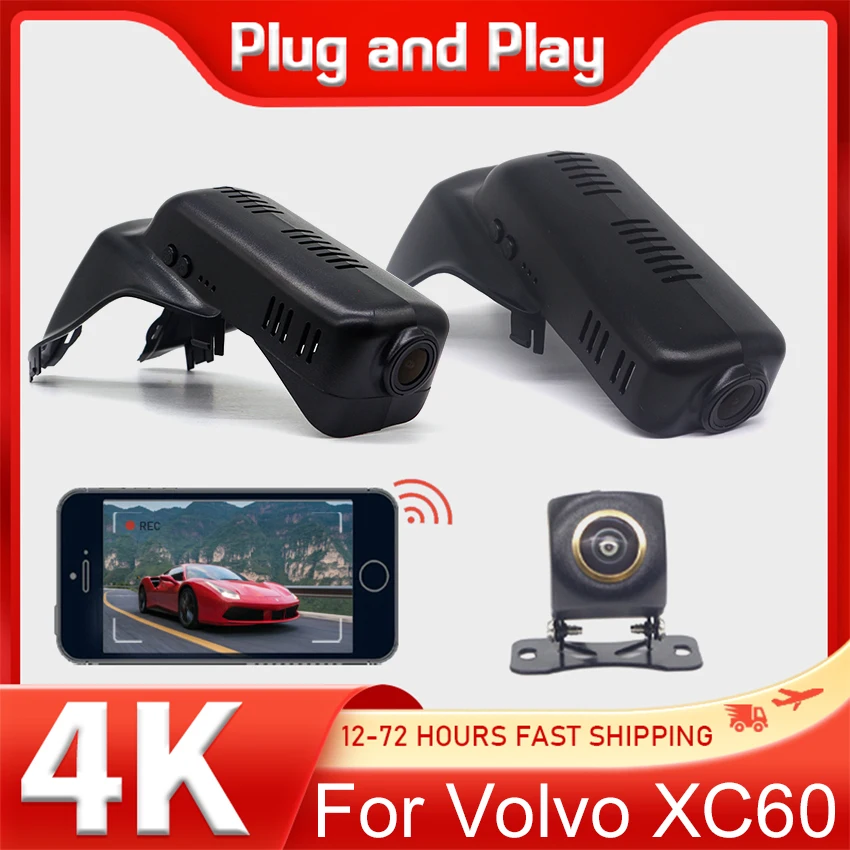 Plug and play Car DVR Wifi Video Recorder 4K Dash Cam Camera For Volvo XC60 2012-2017 HD Night Vision Control Phone APP