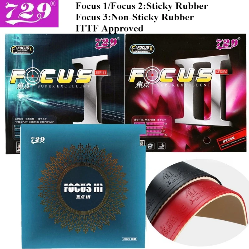 

Friendship 729 FOCUS 1/2/3 Table Tennis Rubber Pimples in With 2.1/2.2mm Highly Elastic Sponge Ping Pong Rubber ITTF Approved