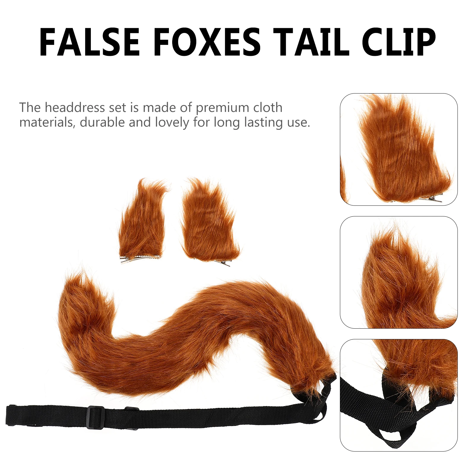 

Fox Ear Hair Clip Decorative Headdress Fake Foxes Artificial Hairpin False Tail Adorable Accessories Toppers