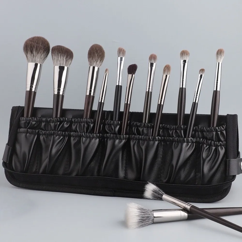 Folding Professional Cosmetic Brushes Bag Lightweight Large Capacity Upright Makeup Brush Bag Water-resistant Multifunctional