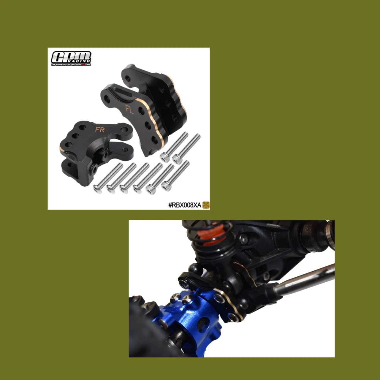 

Латунный комплект крепления передней оси GPM для звеньев подвески AXIAL 1/10 RBX10 Ryft AXI232039