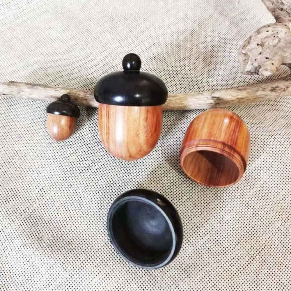 

Medicine Tablet Container Acorn Shape Sandalwood Capsules Organizer Wooden Pill Box Granule Storage Box Travel Pill Case