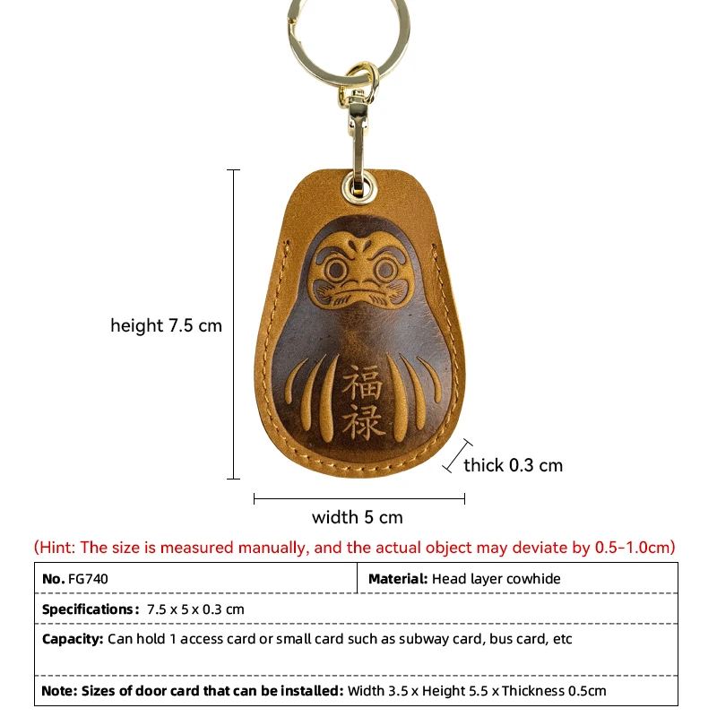 Ukiyo-e Gantungan Kunci Kulit Asli Kulit Sapi Gantungan Kunci Liontin Kunci Pintu Tag Kontrol Akses Keyfob Tag ID Casing Kartu Tag Kunci Cincin