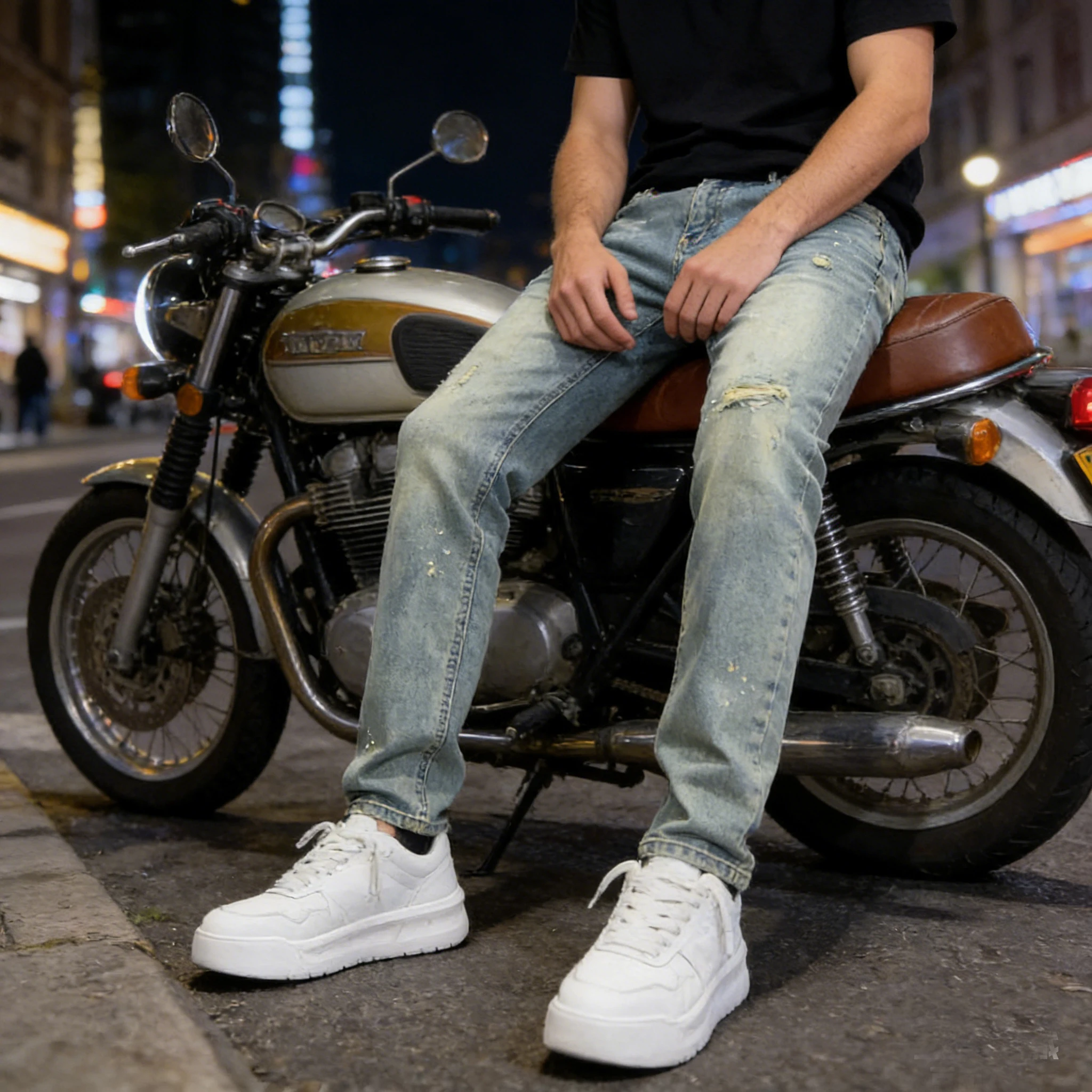 

Men's retro ripple slim straight leg jeans, European and American style casual denim pants, fashionable and trendy men's pants