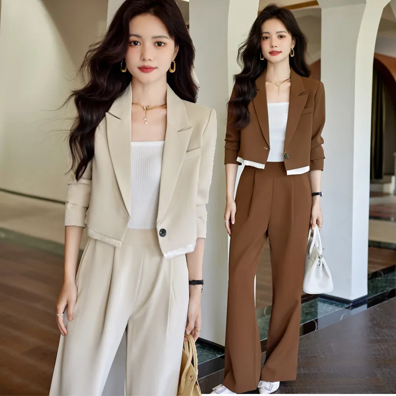 

Western Style Short Shipment Suit Women's Autumn Clothing 2023 New Small Fashion Small Suit Harem Pants Two-Piece Suit