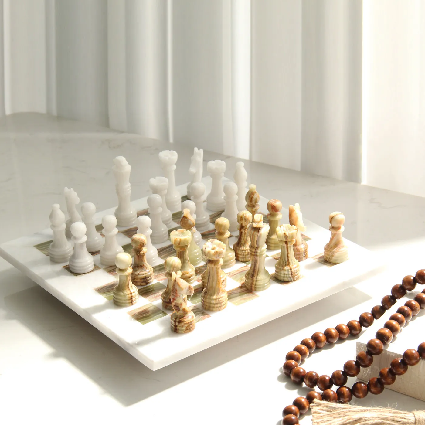 Marble Chess Board Parent-Child Interactive Table Visitors Hall Desk Floating Window Table Soft Furnishing Decor Ornaments