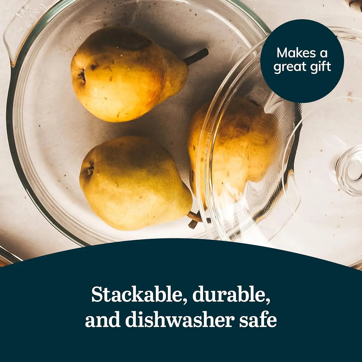 3-Piece Glass Casserole Baking Dish Set with Lids, Oven-Safe for Easy Cooking and Serving