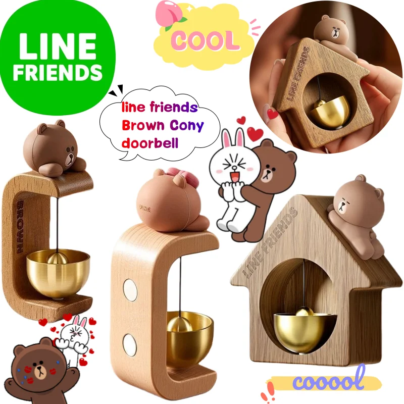 New Line Friends Brown Cony Doorbell Creative High-Value Anime Chibi Cartoon Doll Wind Chime Magnetic Entrance Door Decoration