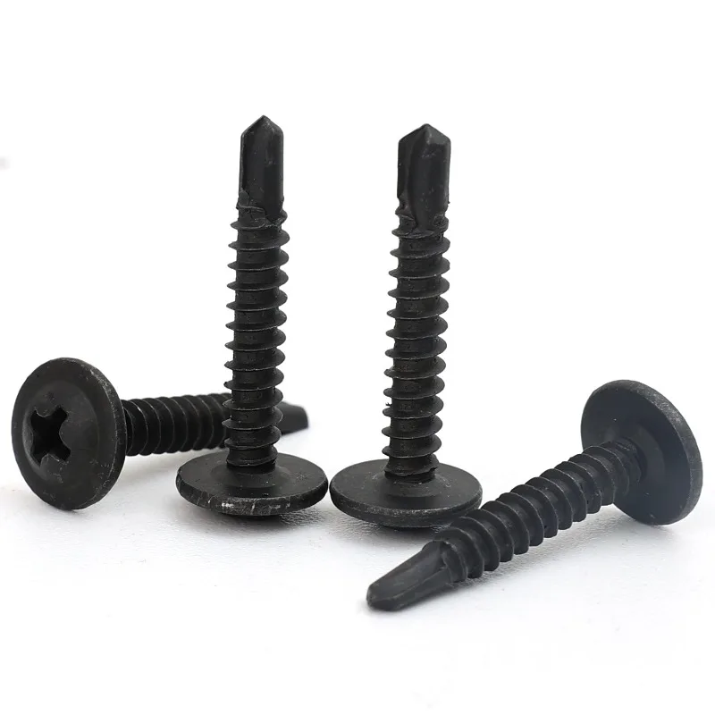 مجموعة متنوعة من مسامير الحفر الذاتي من الفولاذ المقاوم للصدأ برأس مسطح مستدير قفل برغي ذاتي التنصت لأداة إصلاح الصفائح المعدنية الخشبية