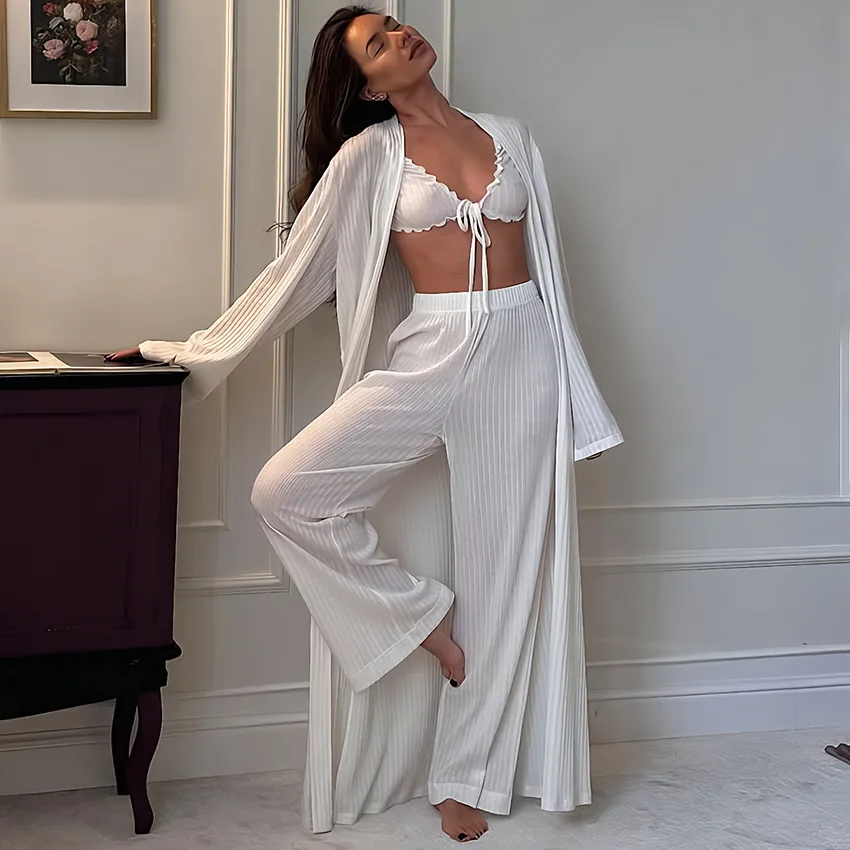 

Новинка осени и зимы 202, вязаные жаккардовые пижамы с деревянными ушками, мягкая, приятная для кожи домашняя одежда, женский костюм