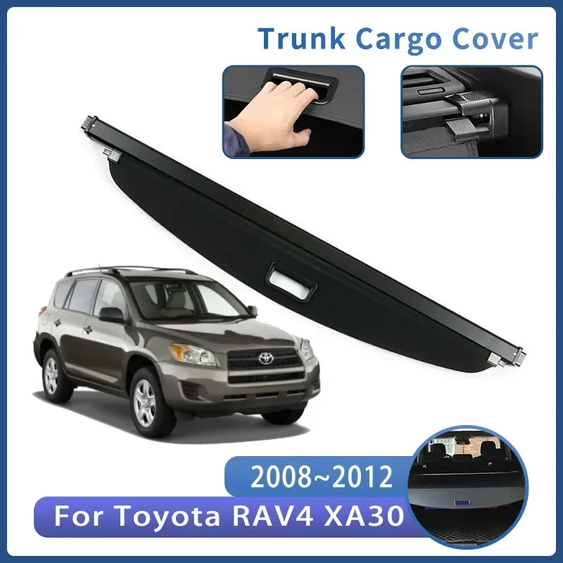 Car Trunk Bracket For Toyota RAV4 XA30 2008~2012 Rear Trunk Cargo Cover Retractable Curtain Partition Privacy Auto Accessories