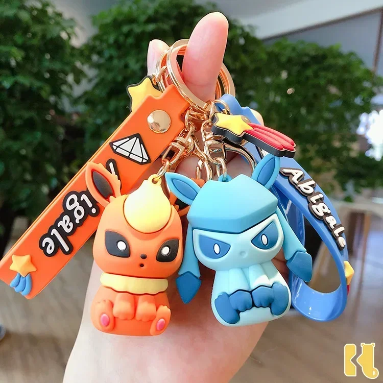 Genuine Pikachu Creative Anime Cartoon Doll Keychain Pokemon Cartoon Doll Keyring Bag Car Key Chain Ring Pendant Kids Gifts