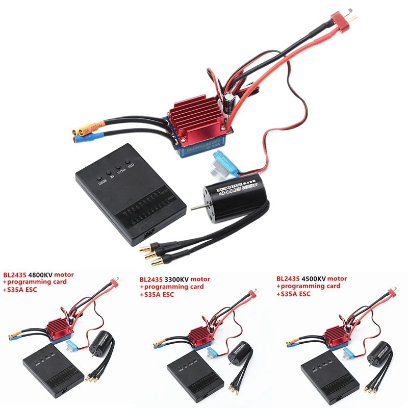 RC 2435 4P Motor sin escobillas sin sensor 35A ESC sin escobillas y tarjeta de programación para 1/16 1/18 RC coche todoterreno camión