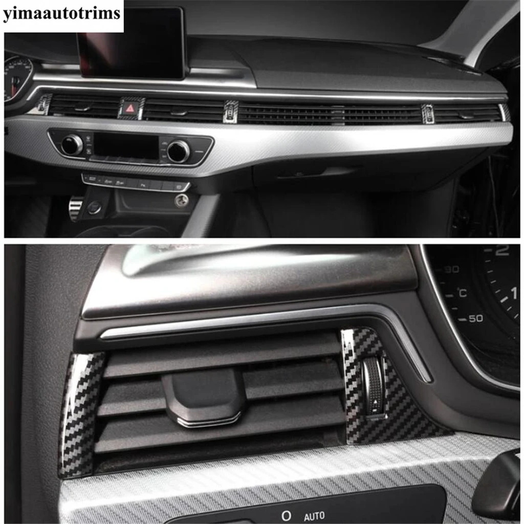 Dashboard Air AC Conditioning Vent Outlet Frame Cover Trim For Audi A4 B9 / A5 2016 - 2020 ABS Carbon Fiber Accessories Interior