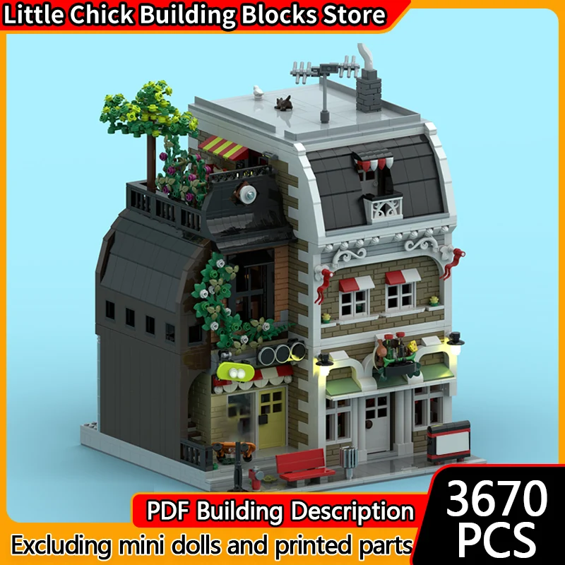 

City Street View Model MOC Building Bricks Gourmet And Skate Shop Modular Technology Children Holiday Gifts Assemble Toys Suit