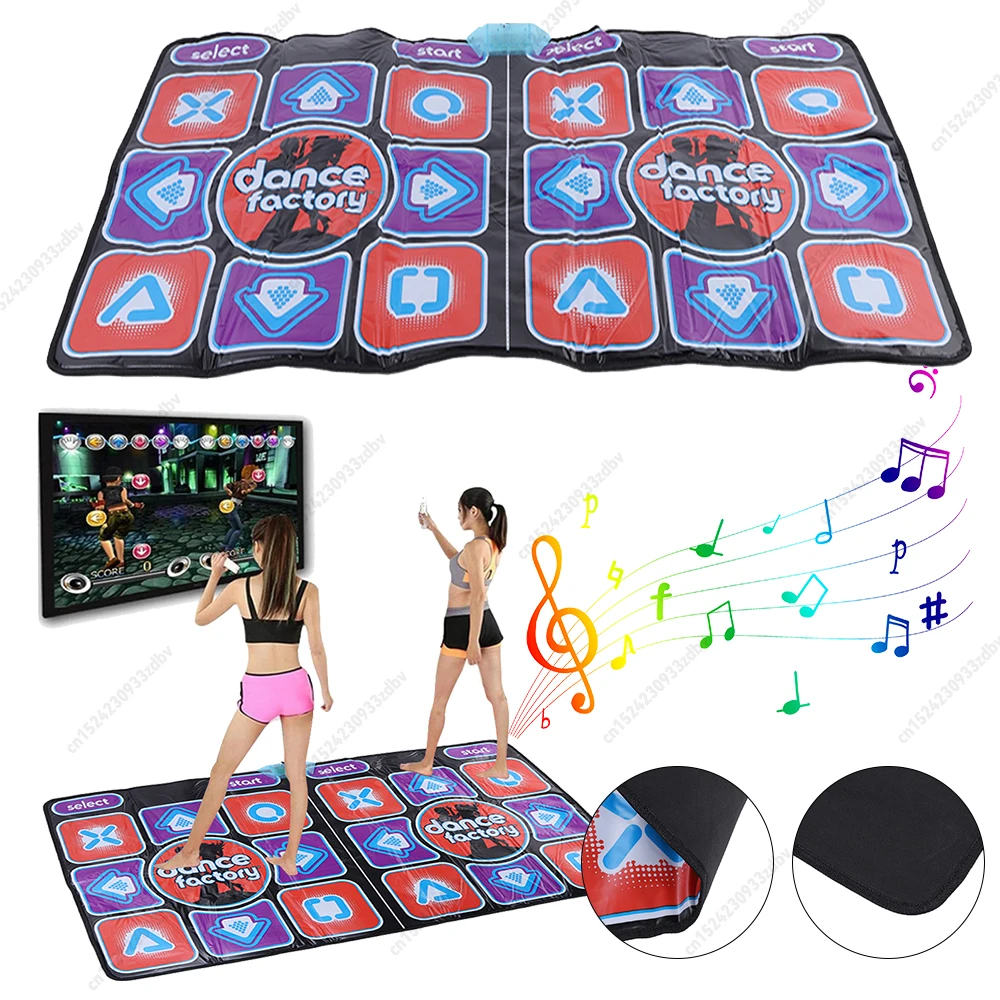 EU Double Dancing Mat Double User Wired Dance Mat Family Music Game Mat Non-Slip with 2 Remote Controller Multi-Function For TV