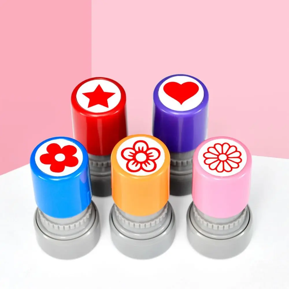 Students Rewards Rewards Flower Stamp DIY Drawing Self Inking Star Grading Stamp Positive Review Encouraging
