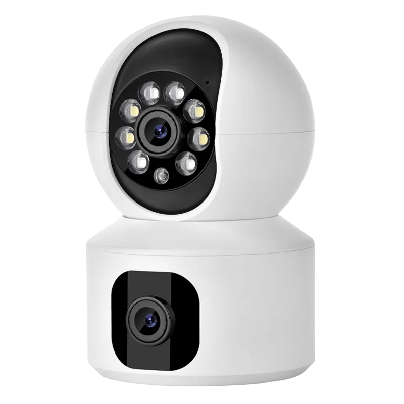كاميرا واي فاي بعدسة مزدوجة PTZ 4MP كاميرا فيديو لاسلكية مزدوجة 360 °   مراقبة التتبع التلقائي 2.4 جيجا هرتز للرؤية الليلية الصوتية