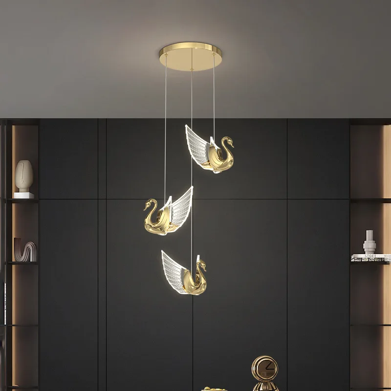 

Simple LED Chandeliers Personality Dining Room Bedside Pendant Lamps Creative Swan Home Hanging Light Decor Chandelier Lighting