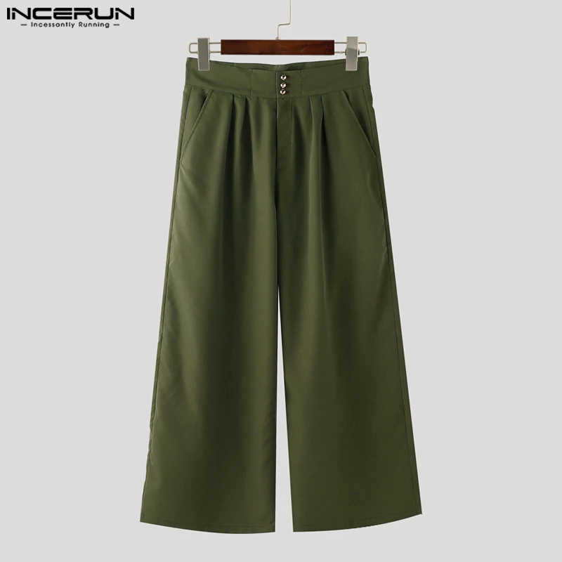 

Men Long Pants INCERUN Casual Wide Leg Pants Summer Spring Bottoms Long Trousers Men's Clothing Oversize Loose Streetwear S-5XL