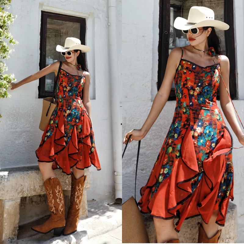 Tiyihailey vestidos sem mangas femininos verão senhoras roupas impressas nova moda 2025 camada cinta sexy bolo vestidos senhoras maxi