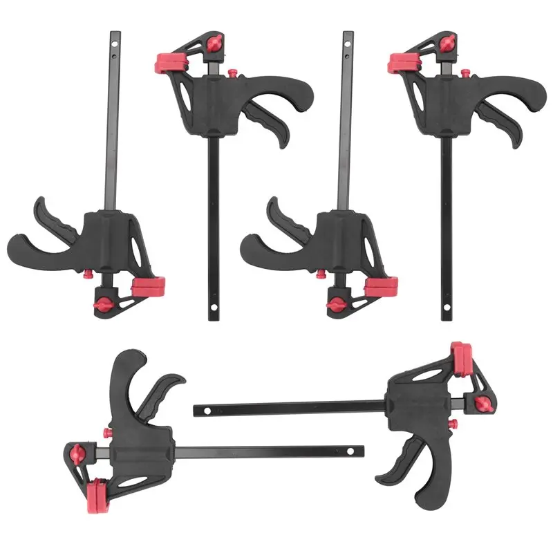 

JHD 6 Pcs Quick Grip Clamps, 4 Inch Ratchet Bar Clamps One Hand Quick-Release Bar Clamp Tools For Wood Fast Easy Clamping