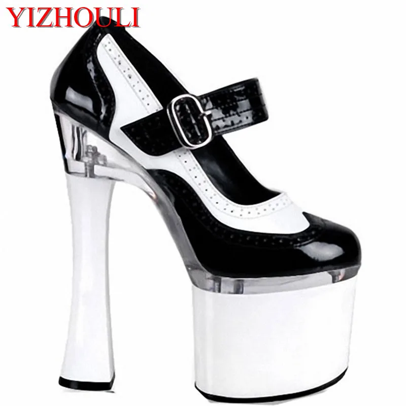 

17cm-18cm fashion stage show high-heeled shoes, round-headed high-heeled women's wedding banquet runway single shoes