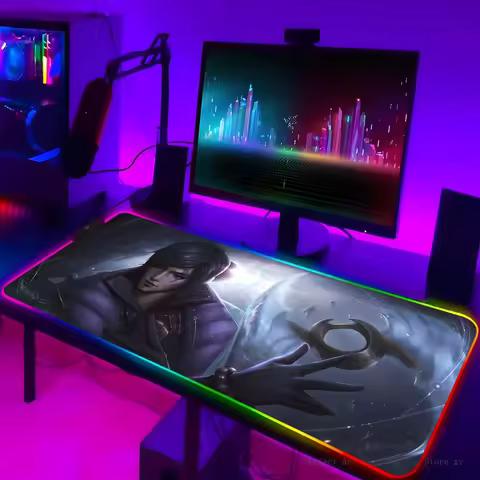 1pc LOL Aphelios Game XXL RGB Gaming Mouse Pads HD Black Gamer Accessories Large LED