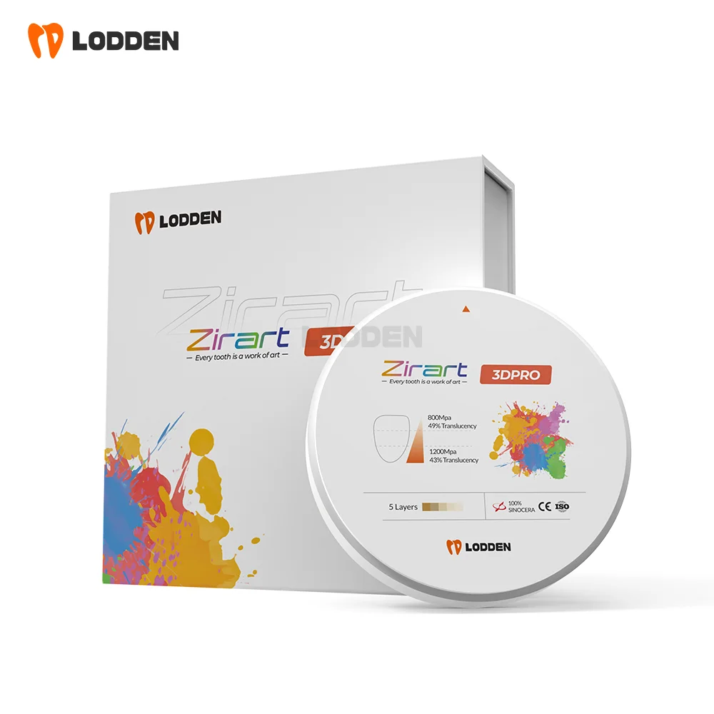 LODDEN 3D PRO Mehrschichtiger Zirkonoxid-Block Dental-Zirkonoxid-Scheibe 98mm 800-1200MPa 43-49% Transluzenz CAD CAM Dentallabor-Material – Detail 7