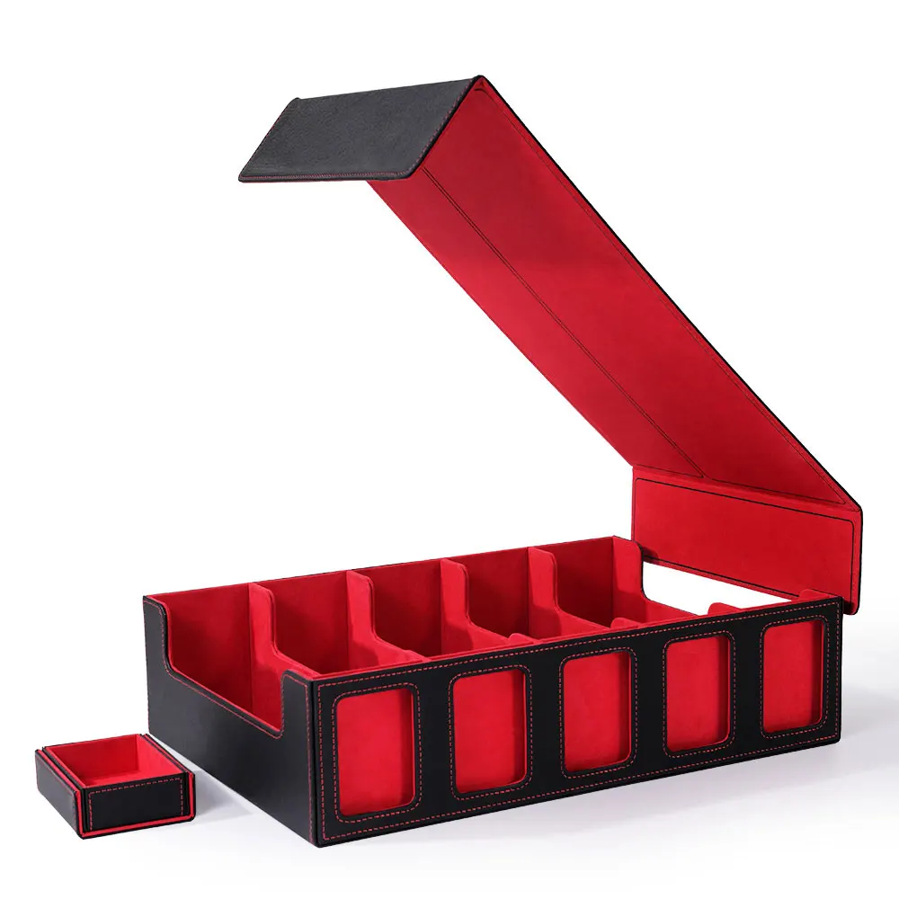 Scatola porta carte collezionabili con vetrina e vassoio per dadi, custodia per mazzi con coperchio rimovibile; 3900+ scatola per mazzi di carte per CCG TCG