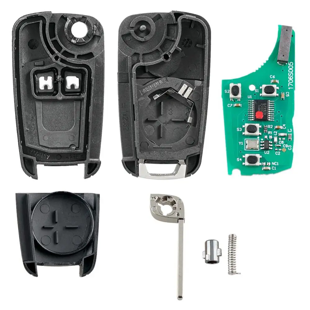 2 Tasten Auto-Fernbedienungs-Schlüsselanhänger-Shell, passend für OPEL VAUXHALL Astra Insignia 433 MHz, klappbare Schlüsselhülle mit ID46-Chip
