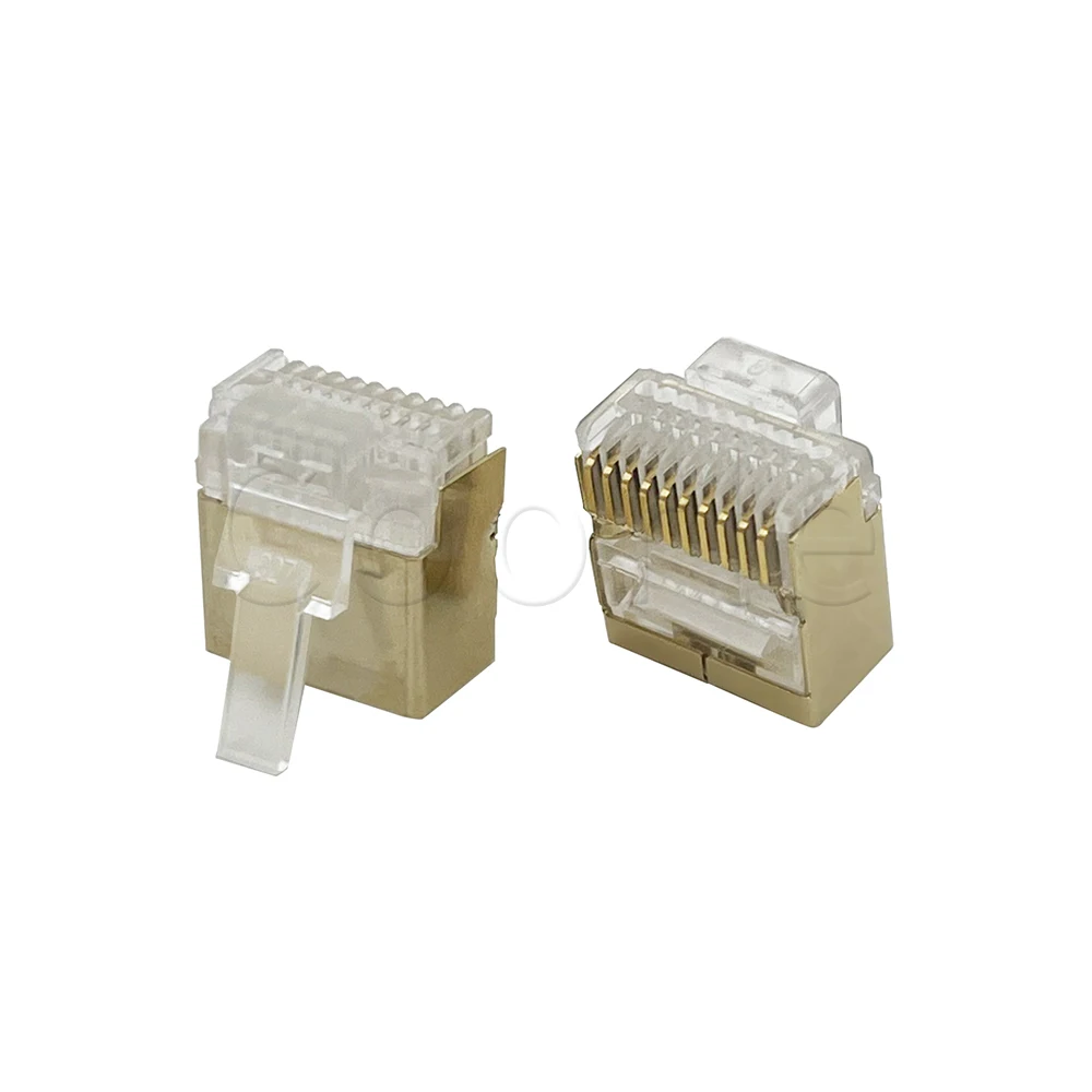 10PCS RJ48 10P10C Short Body Male Shielded Network Connector Plug 1.0mm Gold-plated 30U Modular Plug