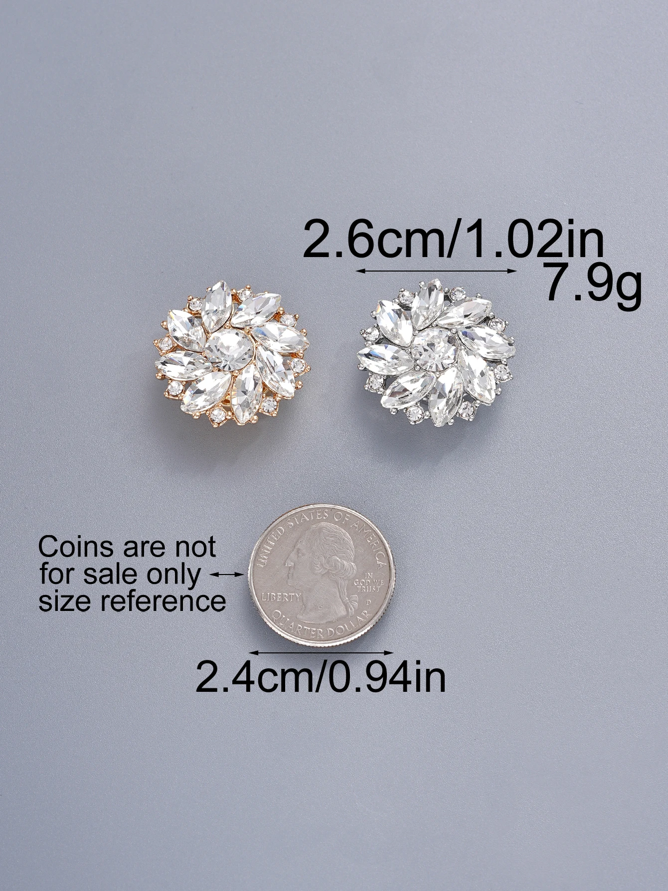 2/10pcs Rhinestone Cufflinks Luxury Button Cover Shirt Button Clip for Women Dresses Decorative Buttons Bling Cuff Links