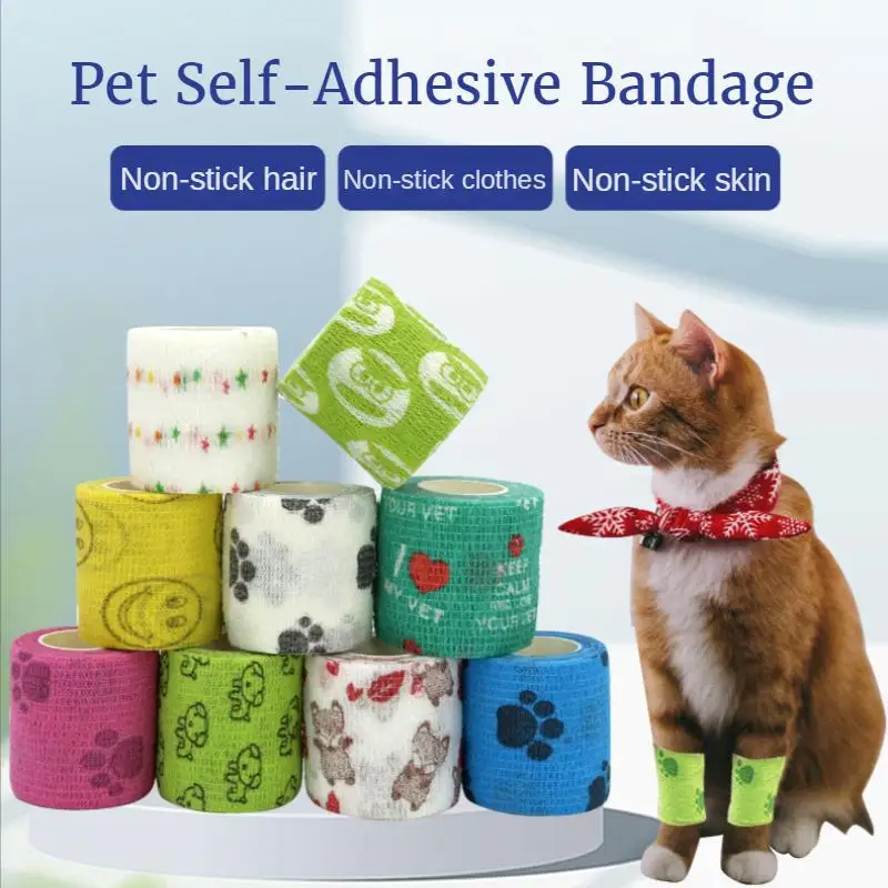 Pet Bandages Anti-Fouling Devices Self-Adhesive Elastic Bandage Outside Foot Protective Hair Free Cloth Straps for Cats and Dogs