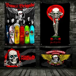 3x5 Ft Skateboard Skull P-Peraltas P-PowellS Flag Polyester Printing Banner for Garage Wall Art Out Door Decoration With Grommet