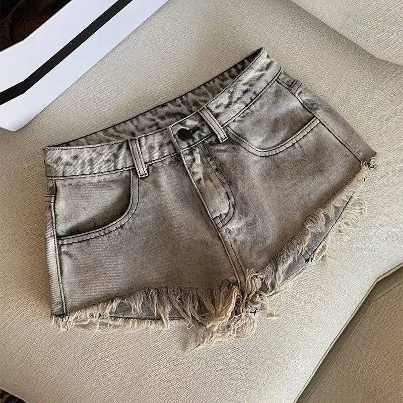 

Gary Y2k Shorts Rough Edge Low Waist Denim Shorts Women New Wide Leg Hip-wrapped Hot Pants