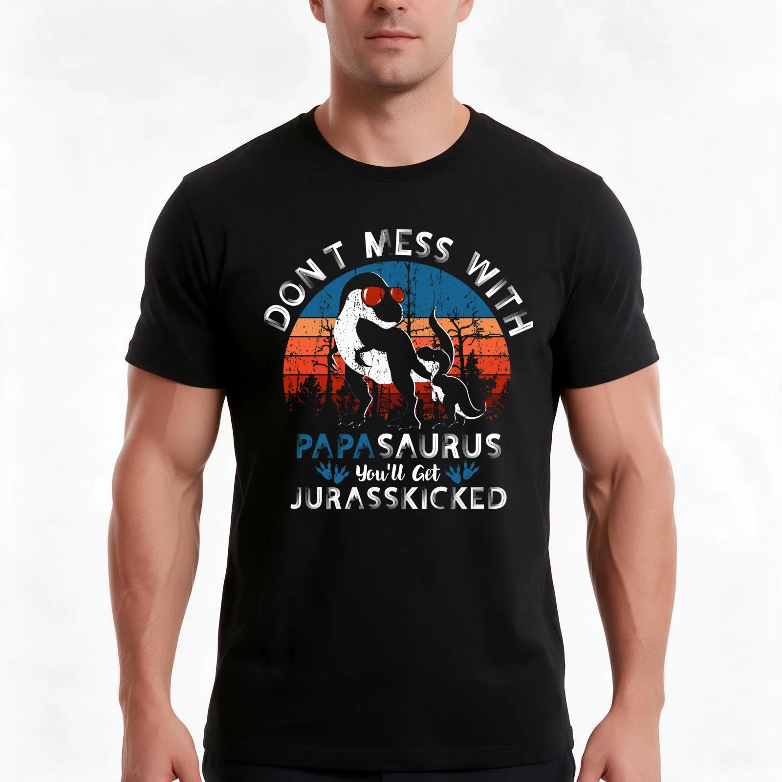 Papasaurus Rex Shirt Dinosaur Papa Fathers Day Saurus T Rex T-Shirt, Summer Casual Cotton Tee, Oversized Streetwear Tops
